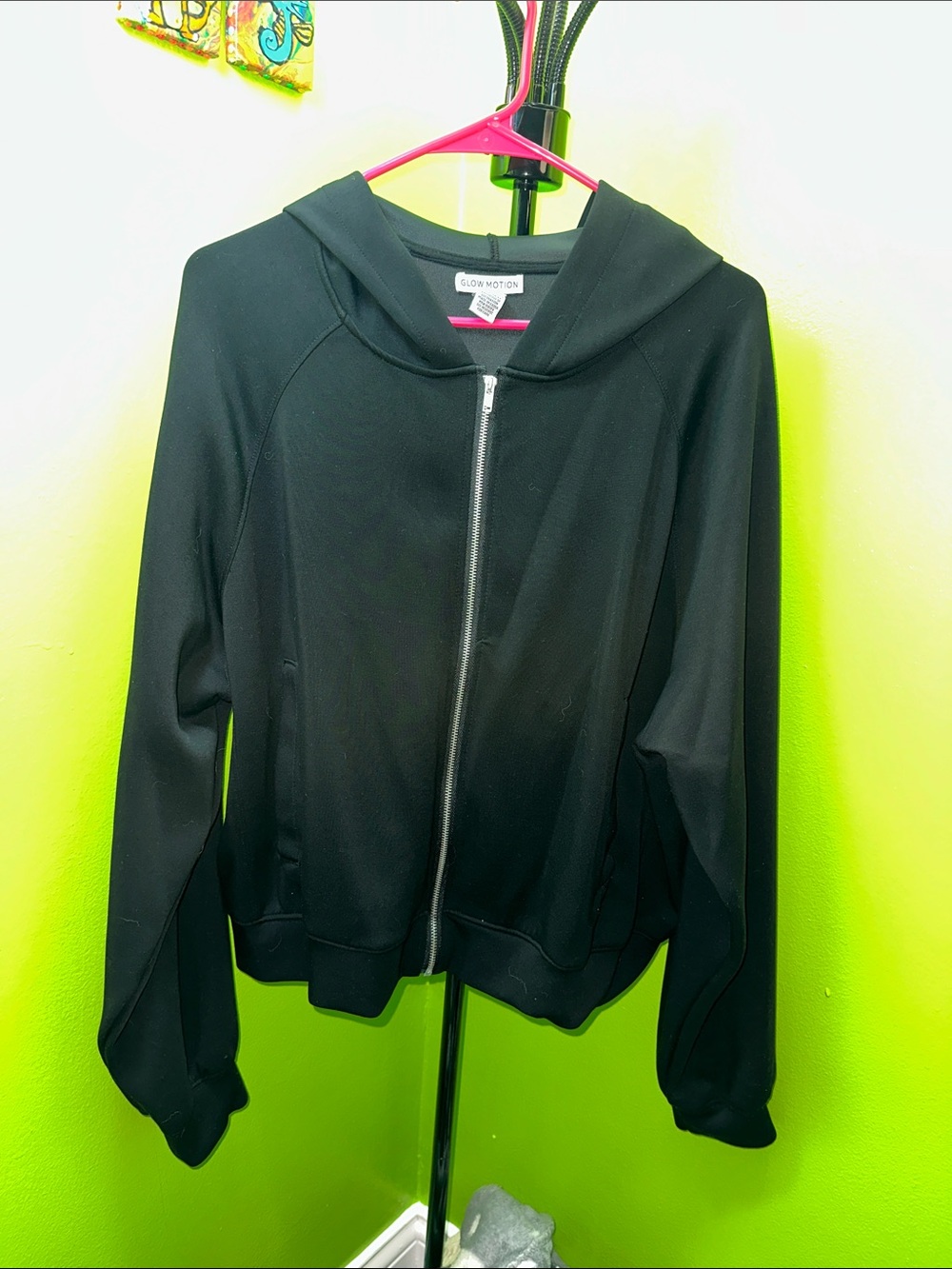 Women's Black Zip-Up Bomber Hoodie Jacket soft microfiber